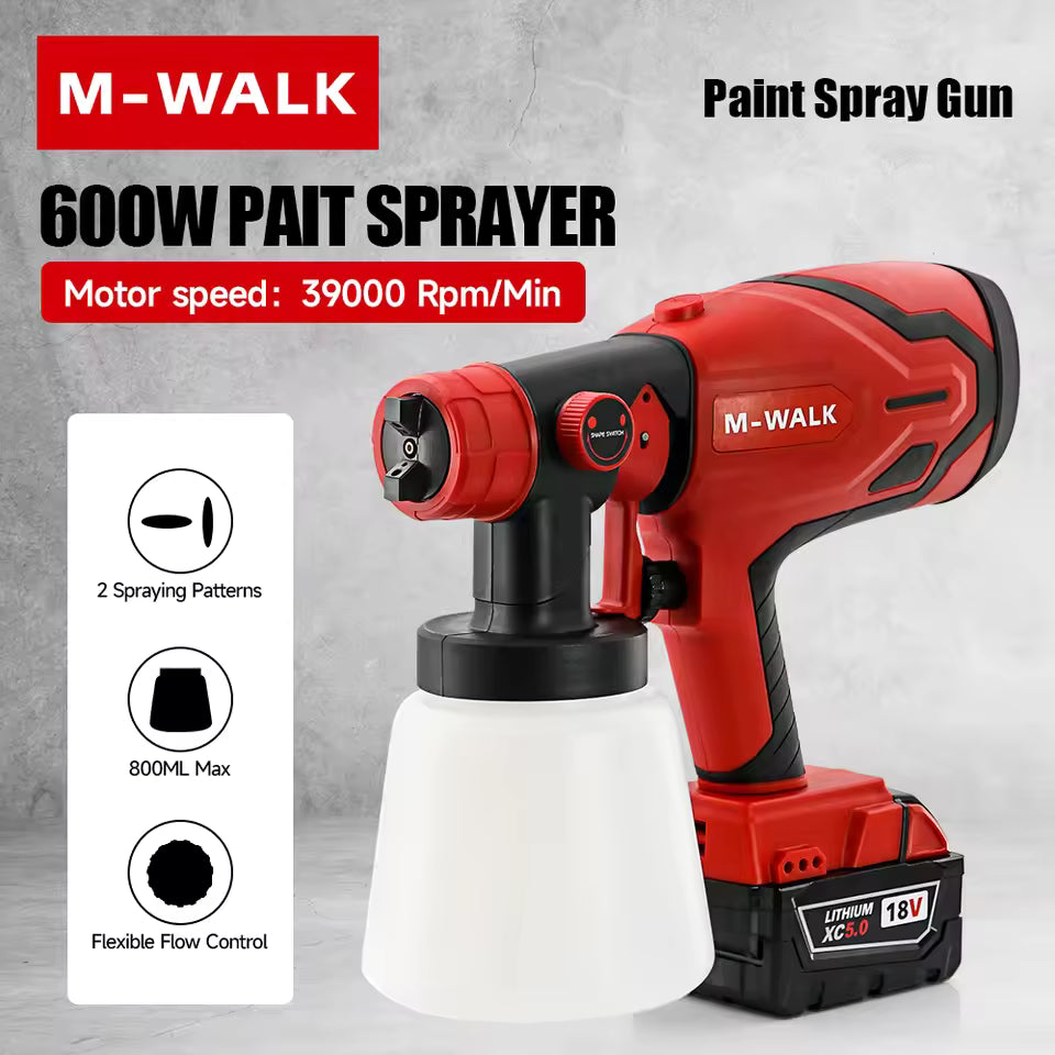 Cordless High-Pressure Paint Sprayer – Compatible with Makita, Dewalt, Ryobi & Milwaukee 18V Batteries