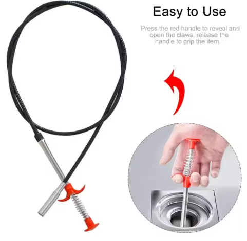 60/90cm Flexible Grabber Claw Tool – Drain Clog Remover