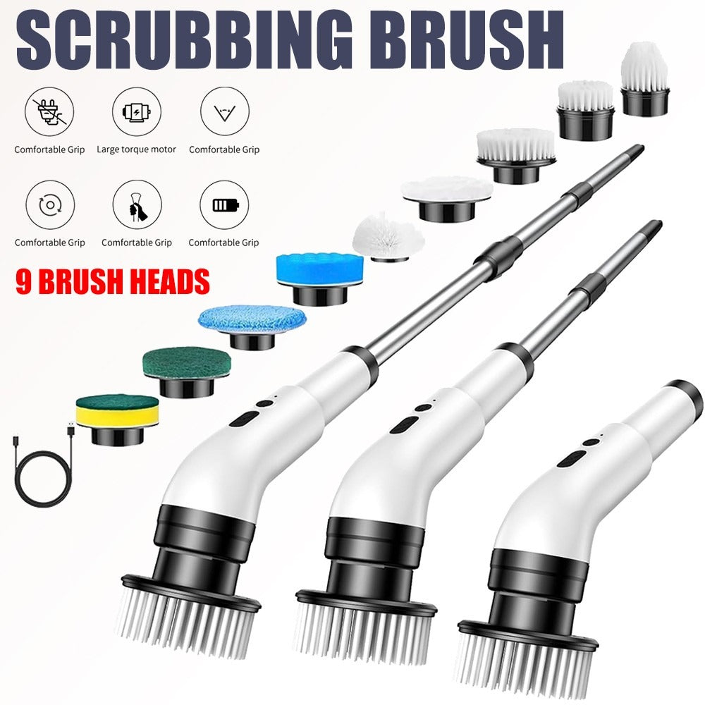 Electric Spin Scrubber – Cordless Cleaning Brush with 9 Replaceable Heads