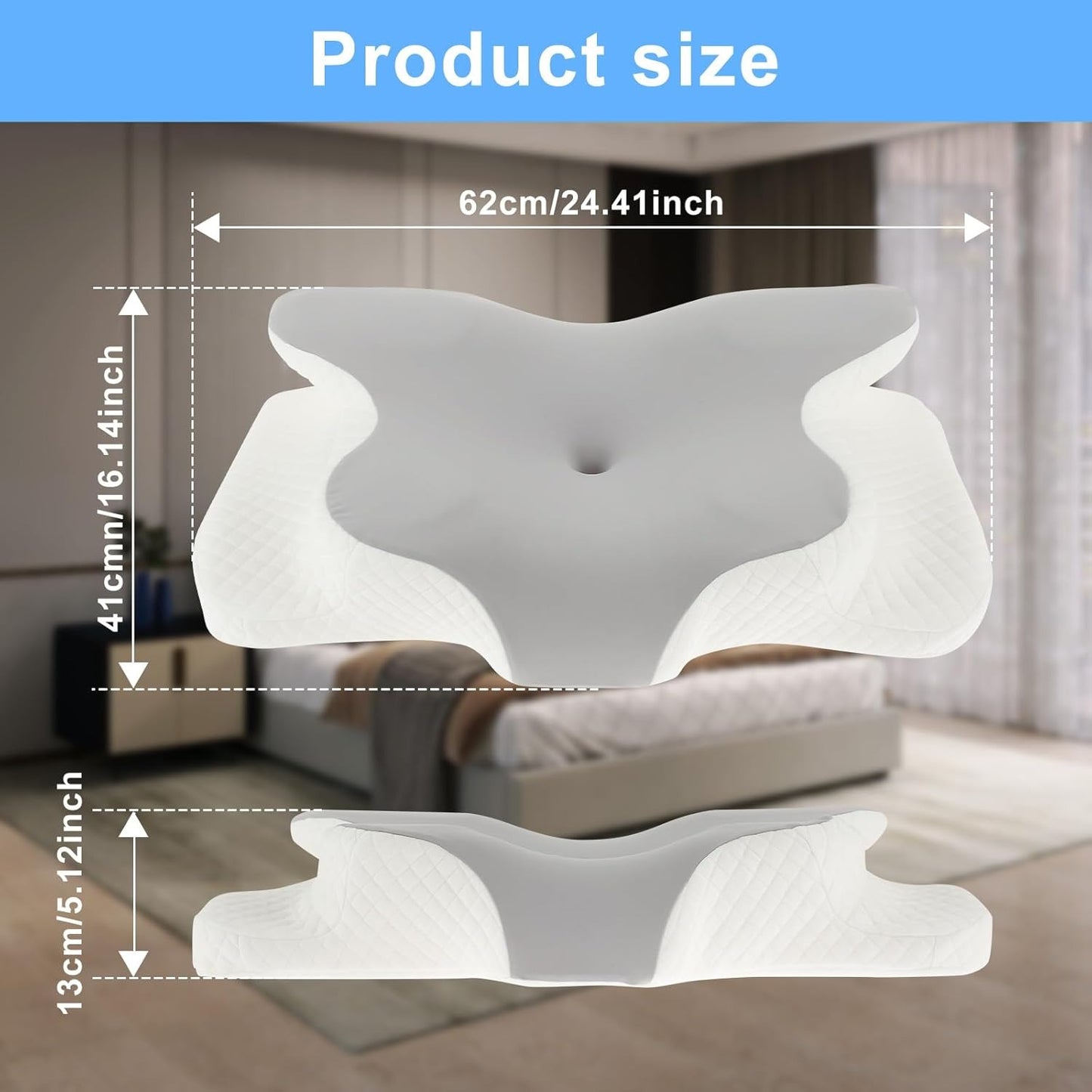 Ergonomic Cervical Memory Foam Pillow – Neck & Shoulder Support (Sky Blue)