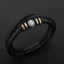 2024 Men’s Ethnic Stainless Steel Leather Bracelet – Magnetic Buckle