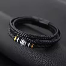 2024 Men’s Ethnic Stainless Steel Leather Bracelet – Magnetic Buckle