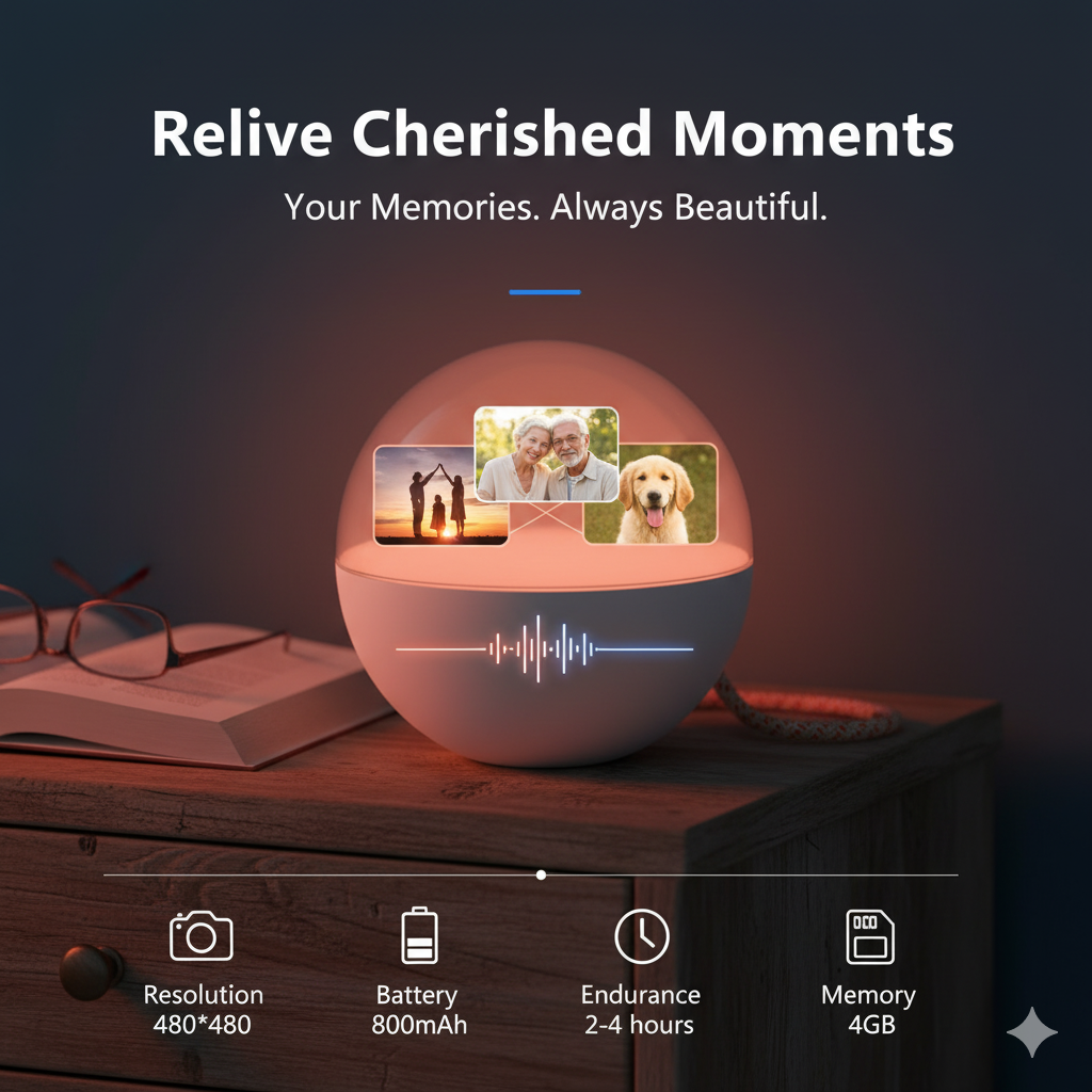 3D Crystal Ball Video Display Lamp – 2.7" Pixel Sphere, 4GB Storage