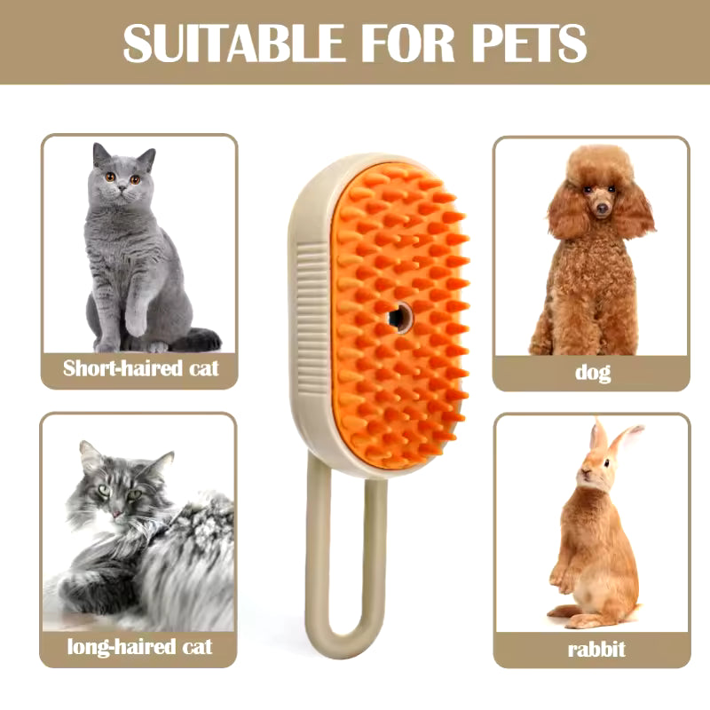 3-in-1 Steam Cat Brush – Pet Hair Remover, Spray & Massage Comb