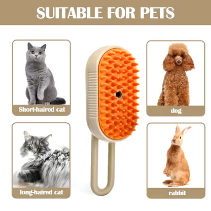 3-in-1 Steam Cat Brush – Pet Hair Remover, Spray & Massage Comb