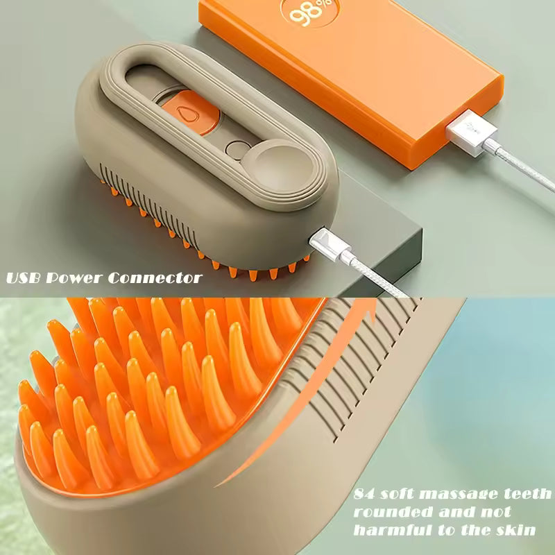 3-in-1 Steam Cat Brush – Pet Hair Remover, Spray & Massage Comb