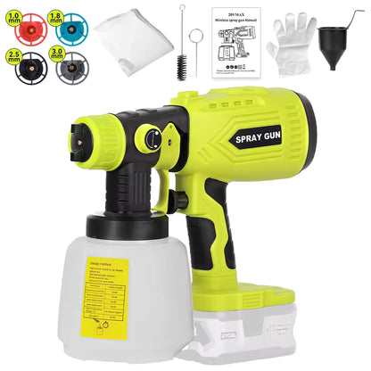 Cordless High-Pressure Paint Sprayer – Compatible with Makita, Dewalt, Ryobi & Milwaukee 18V Batteries