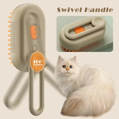 3-in-1 Steam Cat Brush – Pet Hair Remover, Spray & Massage Comb