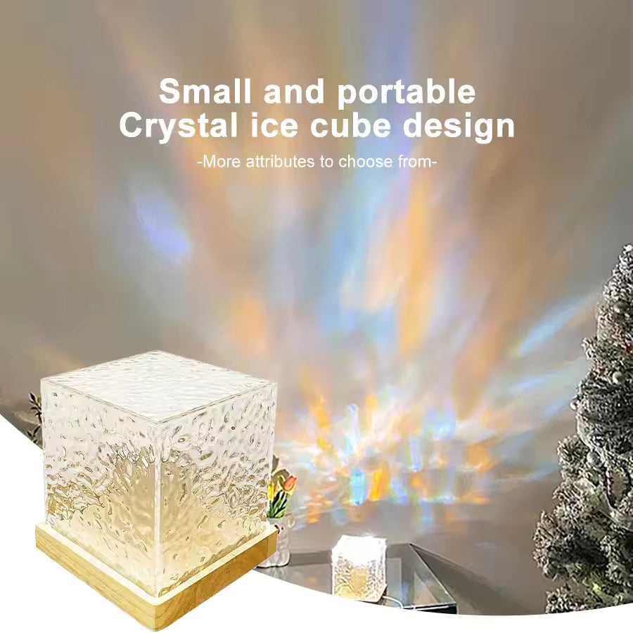 Dynamic Rotating Water Ripple Projector Lamp – 16 Colors Flame Crystal Light