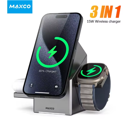 Qi2 3-in-1 Wireless Charger – Magic Cube Dock for iPhone, AirPods & Apple Watch