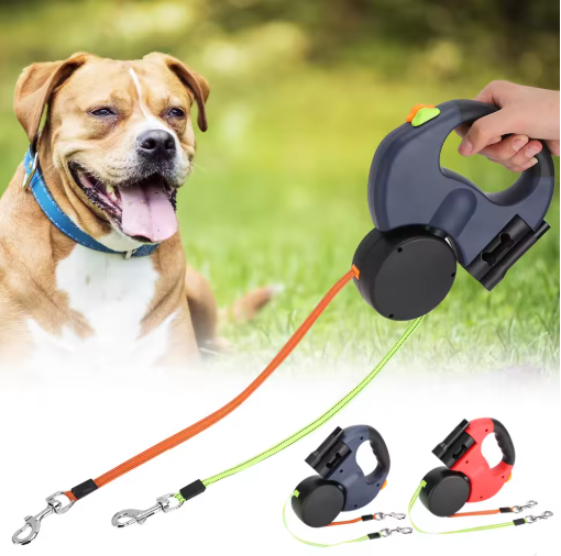 Automatic Extendable Pet Leash with LED Light – Dual Head Lead