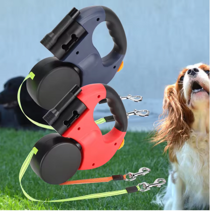 Automatic Extendable Pet Leash with LED Light – Dual Head Lead