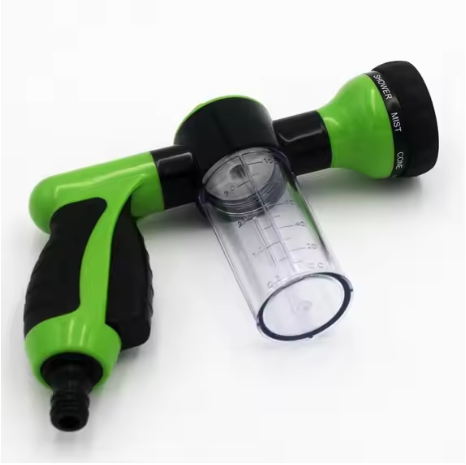 Adjustable Water Spray Gun Nozzle with Foam Container – Garden Hose Tool
