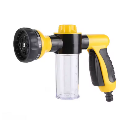 Adjustable Water Spray Gun Nozzle with Foam Container – Garden Hose Tool