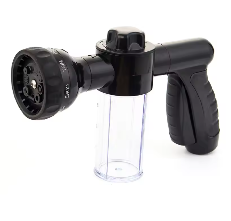 Adjustable Water Spray Gun Nozzle with Foam Container – Garden Hose Tool