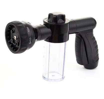 Adjustable Water Spray Gun Nozzle with Foam Container – Garden Hose Tool