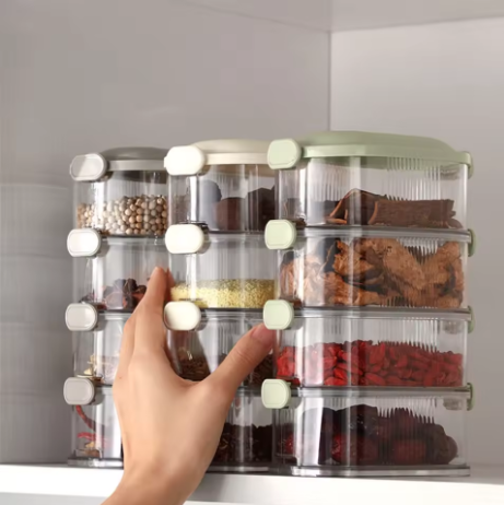 1–3 Layer Spice & Vegetable Storage Box – Refrigerator Crisper & Lunch Box