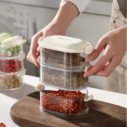 1–3 Layer Spice & Vegetable Storage Box – Refrigerator Crisper & Lunch Box