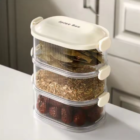 1–3 Layer Spice & Vegetable Storage Box – Refrigerator Crisper & Lunch Box