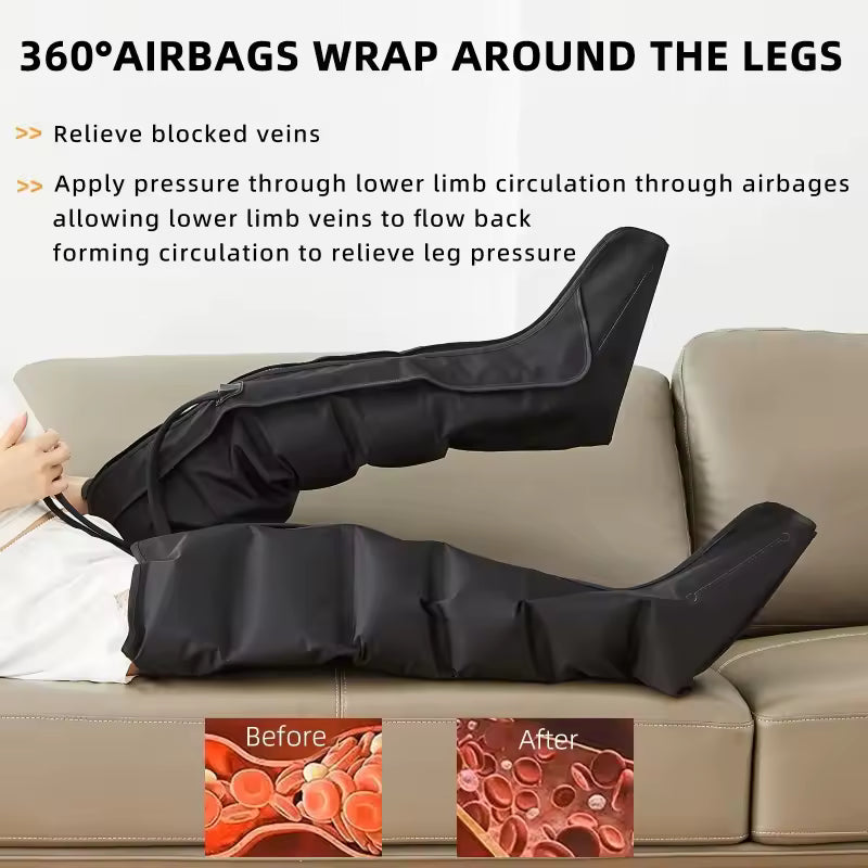Air Pressure Leg Massager Boots – Foot & Calf Massage with Remote