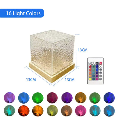 Dynamic Rotating Water Ripple Projector Lamp – 16 Colors Flame Crystal Light