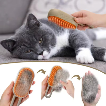 3-in-1 Steam Cat Brush – Pet Hair Remover, Spray & Massage Comb