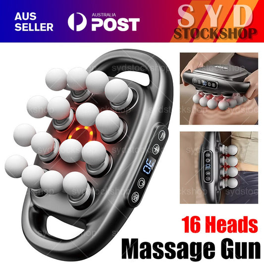Upgraded 16 Heads Massage Gun – Deep Tissue Electric Massager for Muscle Pain Relief