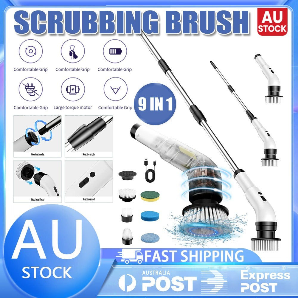 Electric Spin Scrubber – Cordless Cleaning Brush with 9 Replaceable Heads