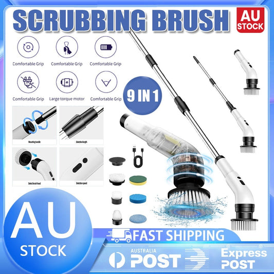 Electric Spin Scrubber – Cordless Cleaning Brush with 9 Replaceable Heads