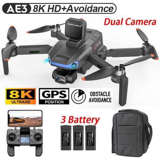 AE3ProMax 5G Drone – Dual Camera GPS FPV Quadcopter with Obstacle Avoidance & WiFi Control