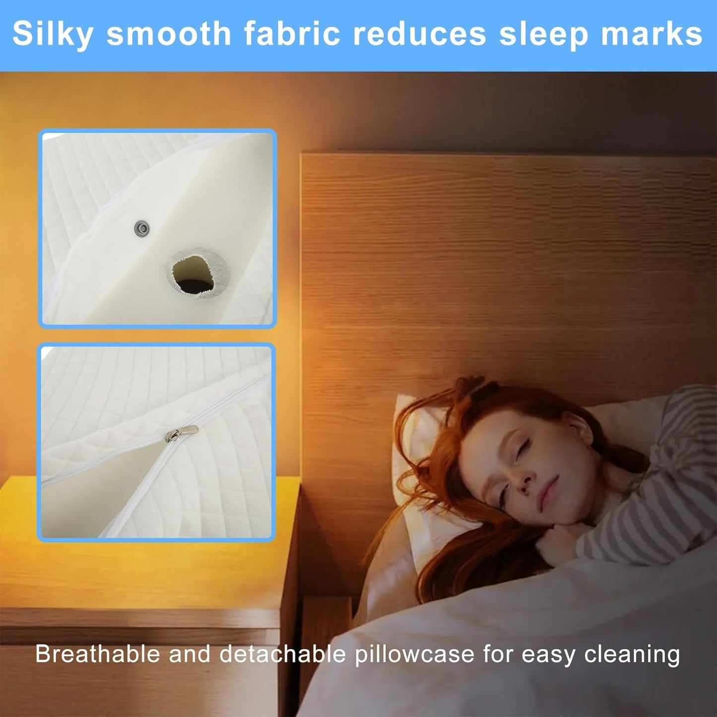 Ergonomic Cervical Memory Foam Pillow – Neck & Shoulder Support (Sky Blue)