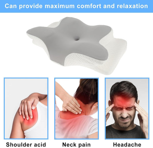 Ergonomic Cervical Memory Foam Pillow – Neck & Shoulder Support (Sky Blue)