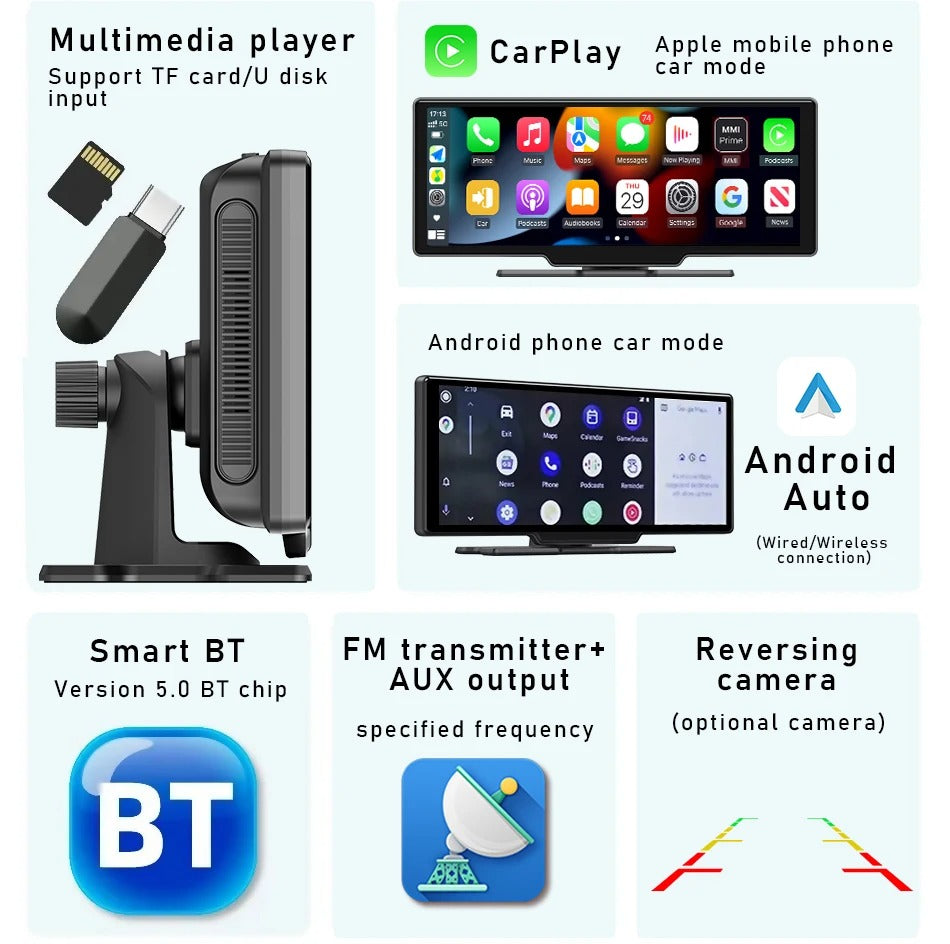 Universal 10.26” Smart Car Radio – Wireless CarPlay & Android Auto