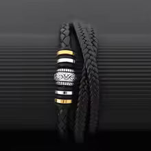 2024 Men’s Ethnic Stainless Steel Leather Bracelet – Magnetic Buckle