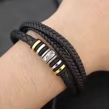 2024 Men’s Ethnic Stainless Steel Leather Bracelet – Magnetic Buckle
